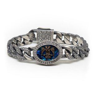 Ottasilver Sterling Silver Enamel Double Headed Eagle Zircon Bracelet